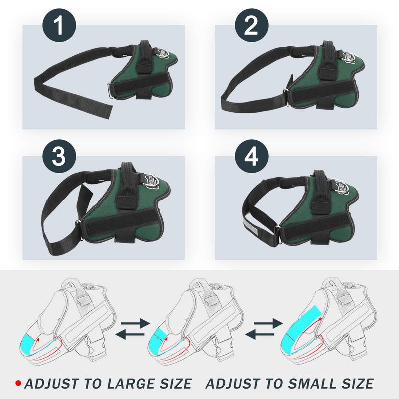 Bolux Dog Harness, No-Pull Reflective Dog Vest, Breathable Adjustable Pet Harness with Handle for Outdoor Walking - No More Pulling, Tugging or Choking (Dark Green, XS) - Image 3